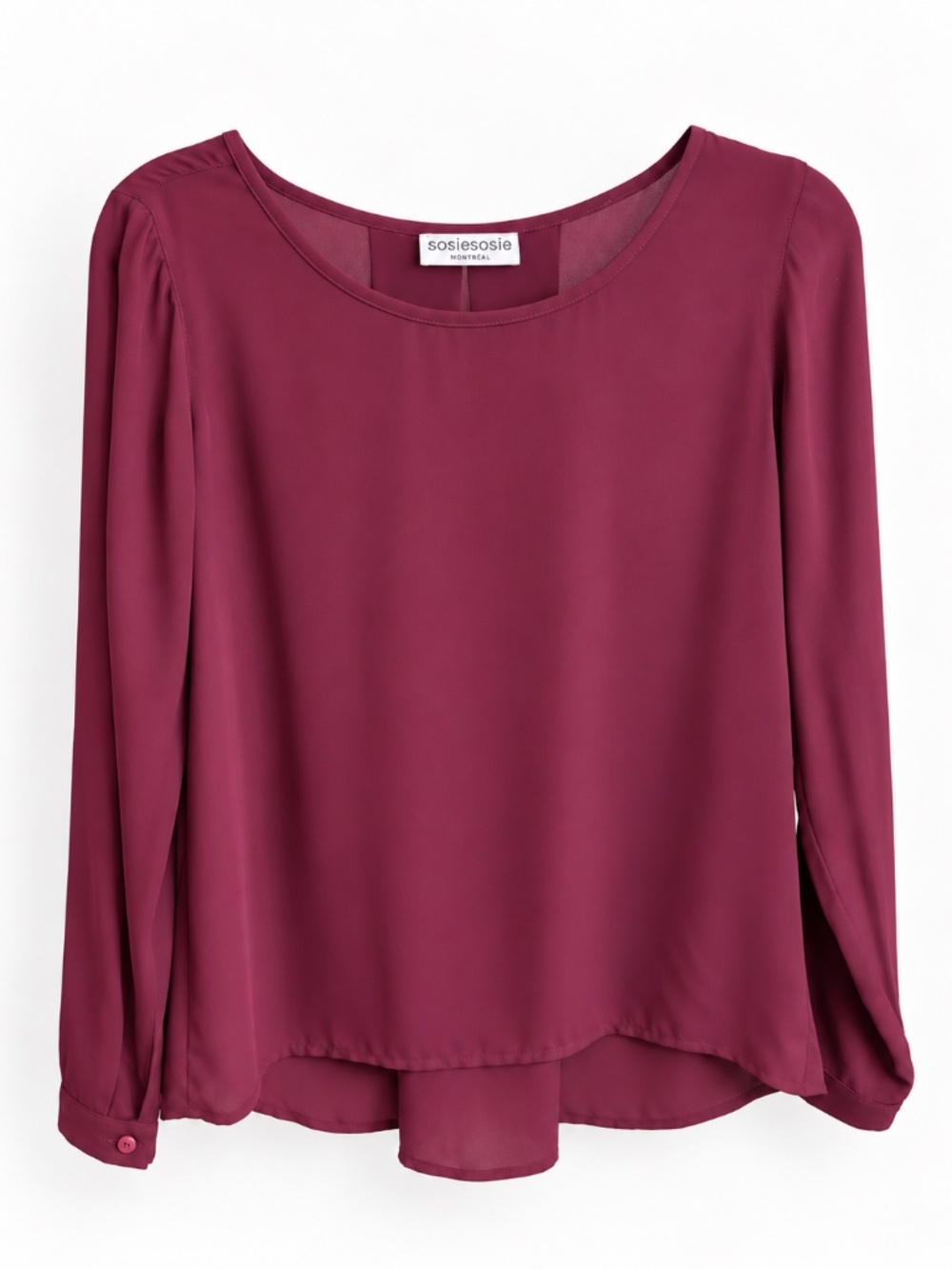 SosieSosie Montréal - Burgundy Flowy Long Sleeve Blouse - Estimated size S